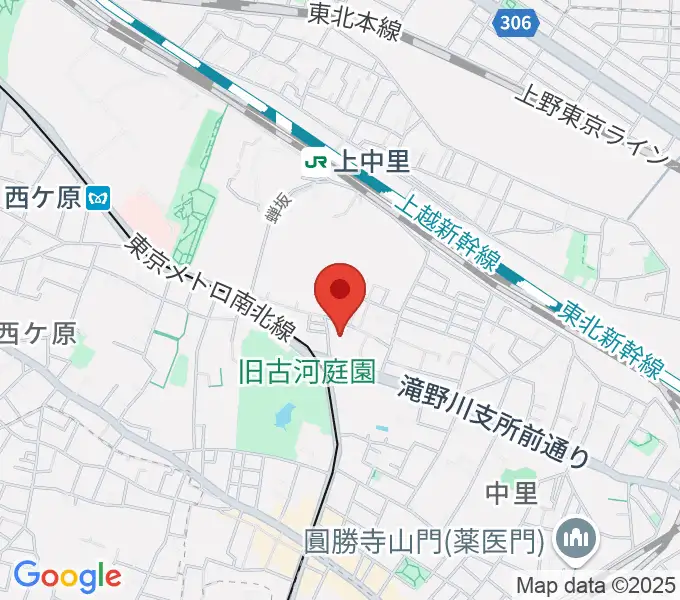 滝野川会館 音楽スタジオの地図