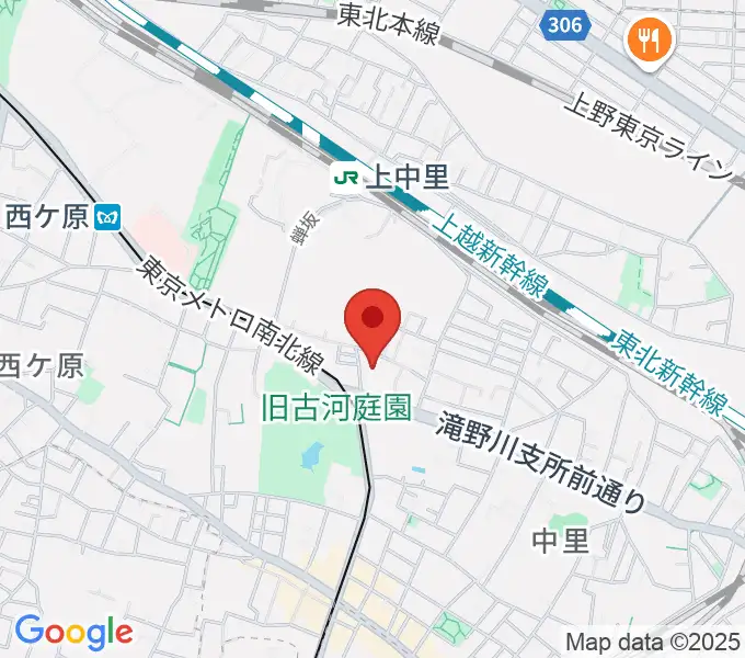 滝野川会館 音楽スタジオの地図