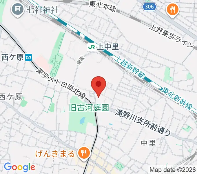 滝野川会館 音楽スタジオの地図