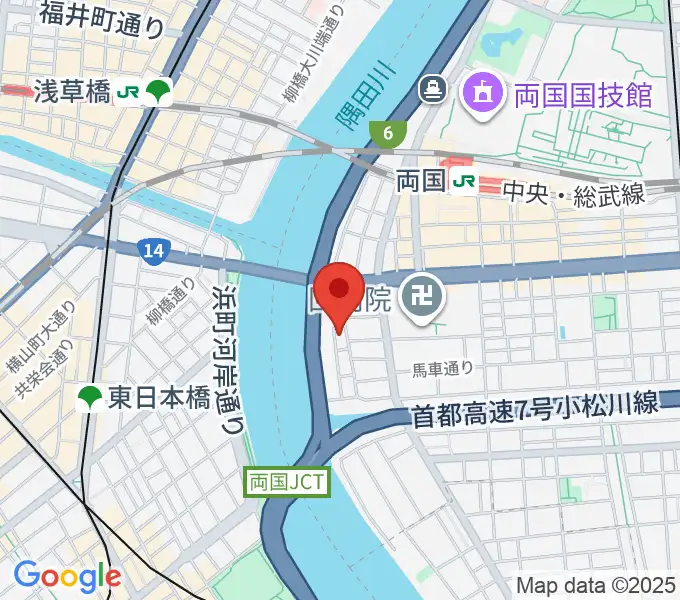 両国門天ホールの地図