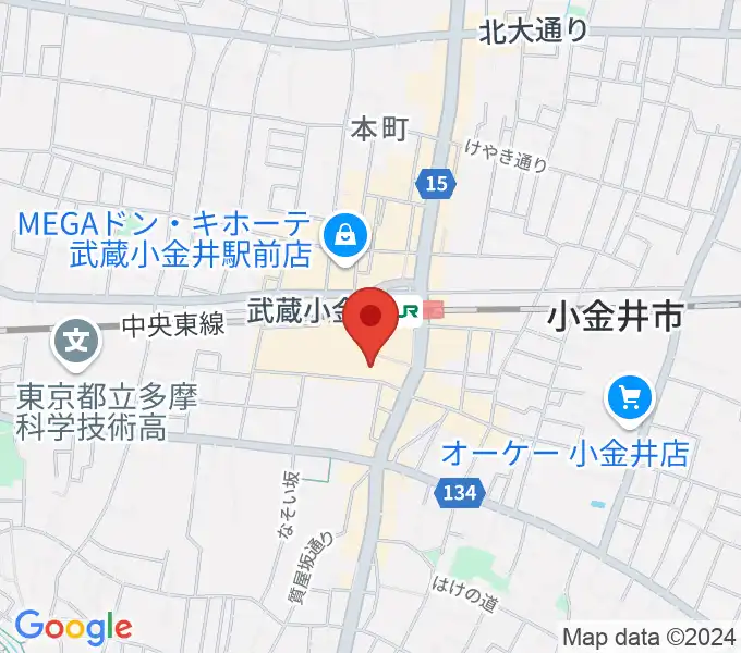 小金井 宮地楽器ホールの地図