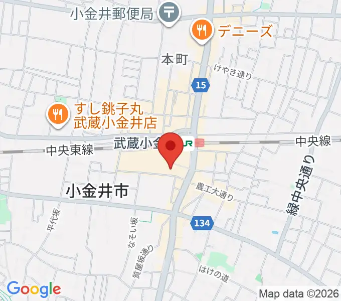 小金井 宮地楽器ホールの地図