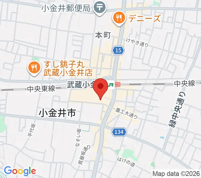 小金井 宮地楽器ホールの地図