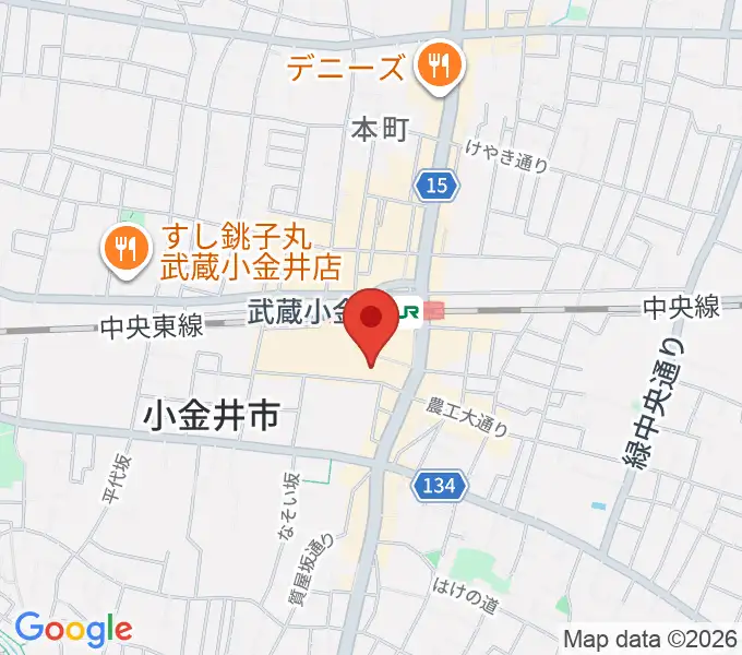 小金井 宮地楽器ホールの地図