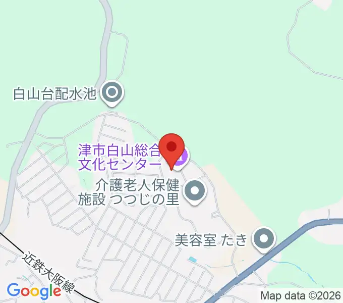 津市白山総合文化センターの地図