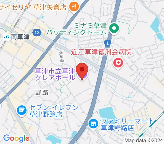 草津クレアホールの地図