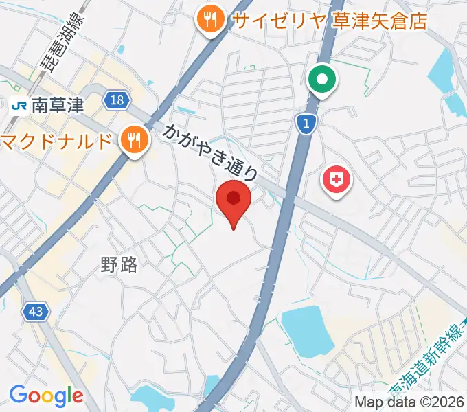 草津クレアホールの地図