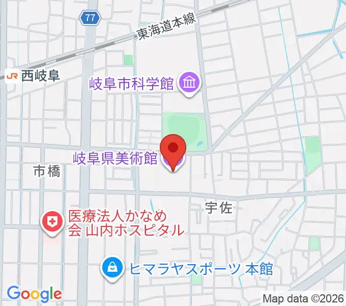 岐阜県美術館の地図