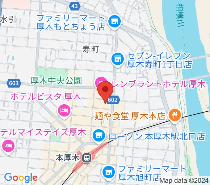 あつぎ市民交流プラザの地図