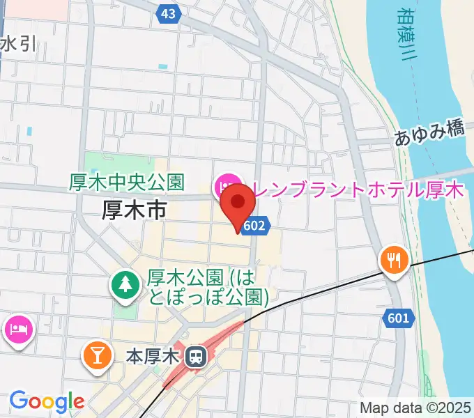 あつぎ市民交流プラザの地図