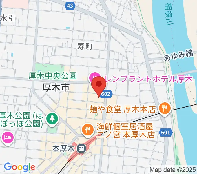 あつぎ市民交流プラザの地図