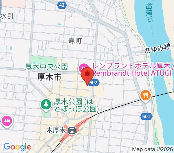 あつぎ市民交流プラザの地図