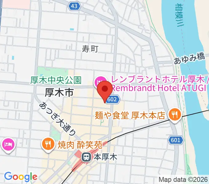 あつぎ市民交流プラザの地図