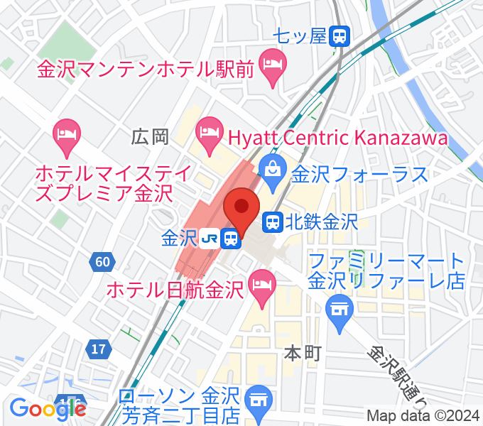 金沢駅東もてなしドーム地下広場の場所