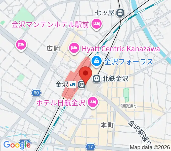 金沢駅東もてなしドーム地下広場の地図