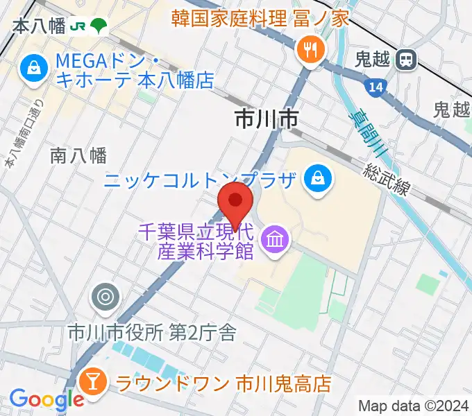 市川市文学ミュージアムの地図