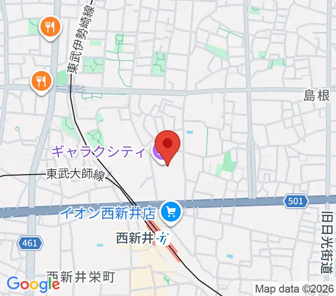 西新井文化ホールの地図
