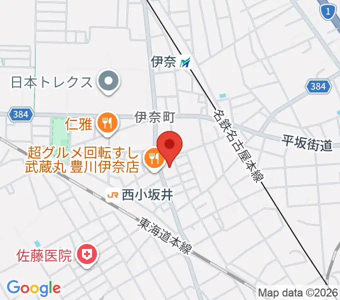 豊川市小坂井文化会館フロイデンホールの地図
