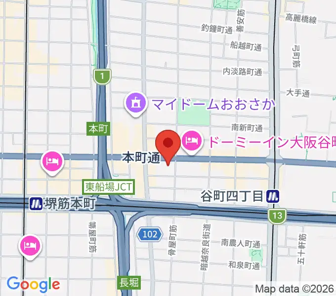 ムジークシューレ大阪の地図