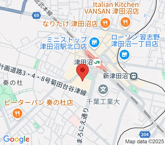 習志野文化ホールの地図