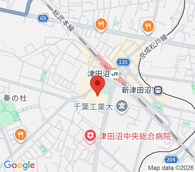 習志野文化ホールの地図