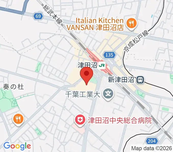 習志野文化ホールの地図