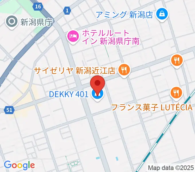 わたじん楽器 デッキィ401センターの地図