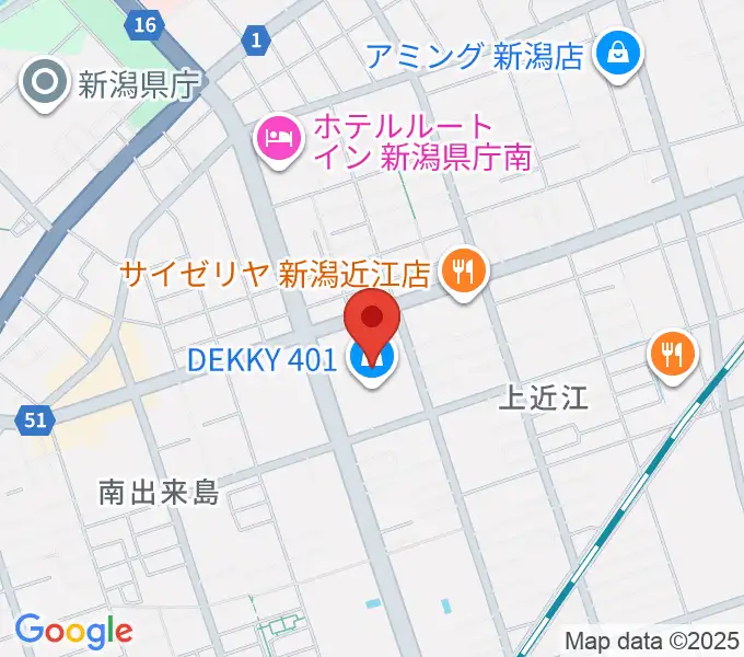 わたじん楽器 デッキィ401センターの地図