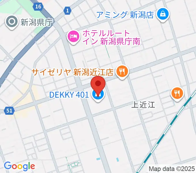 わたじん楽器 デッキィ401センターの地図