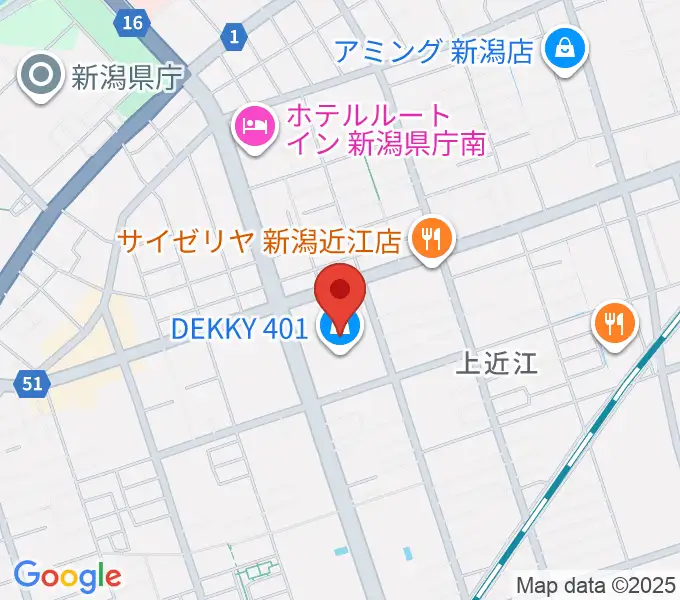 わたじん楽器 デッキィ401センターの地図