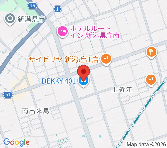 わたじん楽器 デッキィ401センターの地図