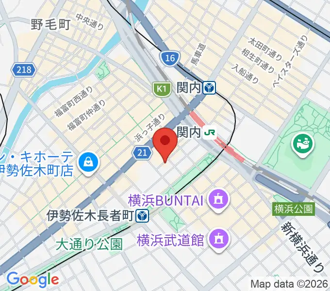 横浜バロック関内サロンの地図