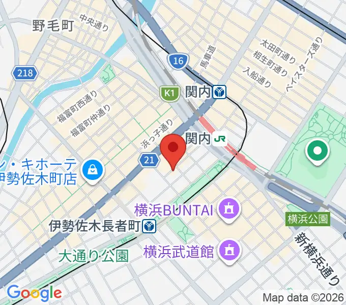 横浜バロック関内サロンの地図