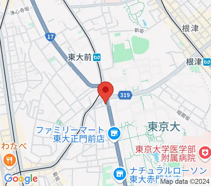 三浦ピアノ本郷店の地図