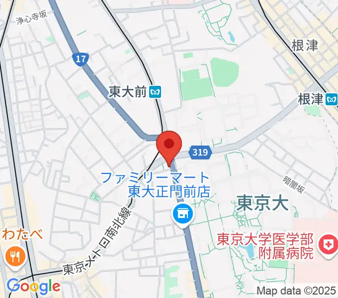 三浦ピアノ本郷店の地図