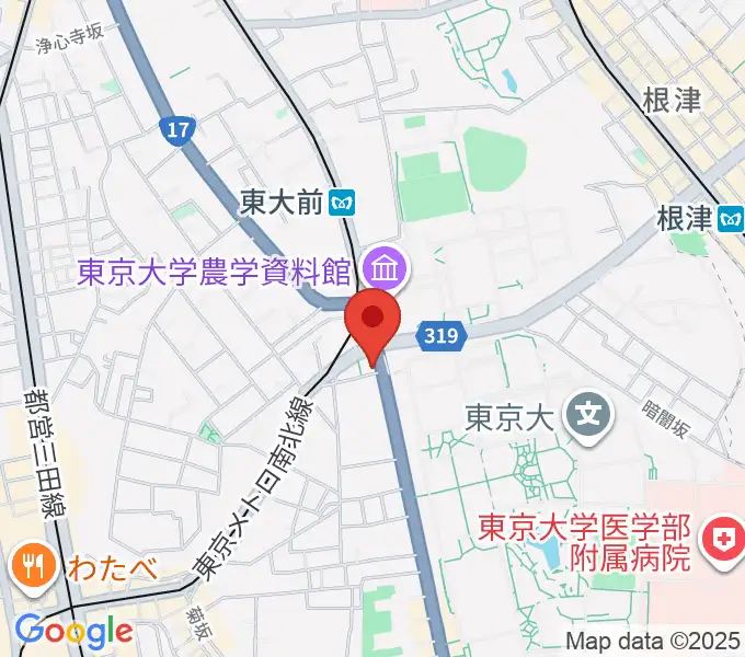 三浦ピアノ本郷店の地図