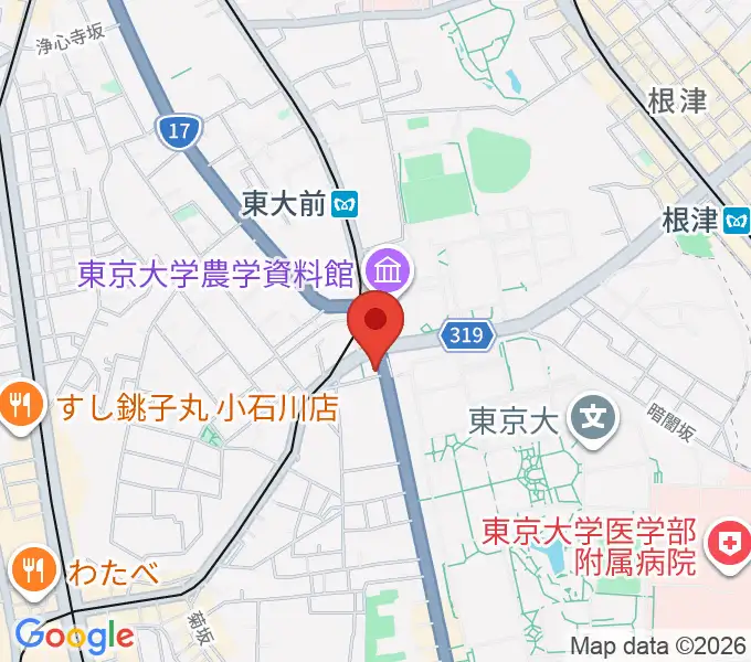 三浦ピアノ本郷店の地図