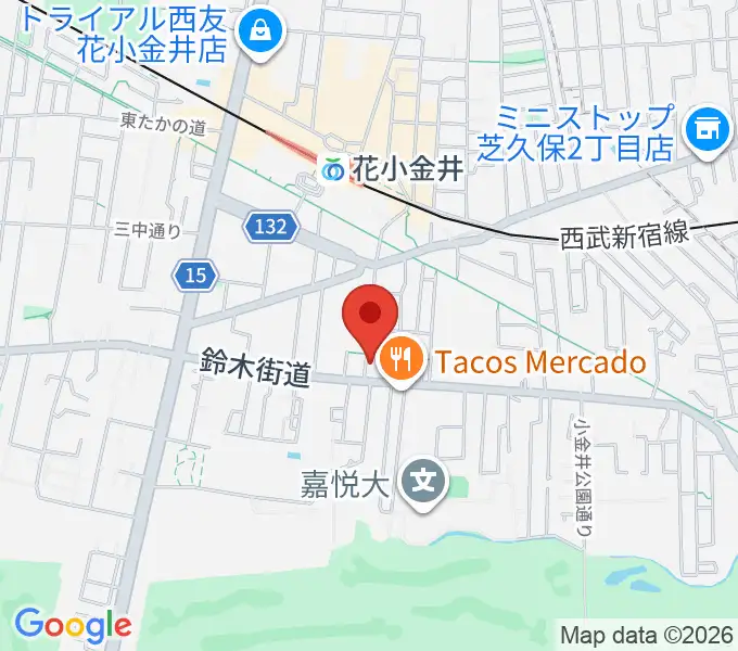 小平ギター＆ピアノ教室 花小金井校の地図