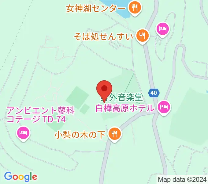 蓼科園地・野外音楽ホールの地図