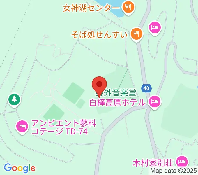蓼科園地・野外音楽ホールの地図