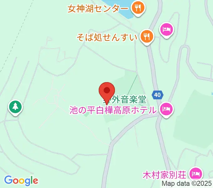 蓼科園地・野外音楽ホールの地図
