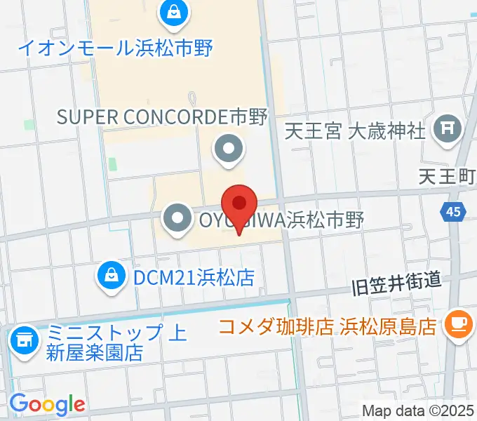 音楽天国 浜松市野店の地図