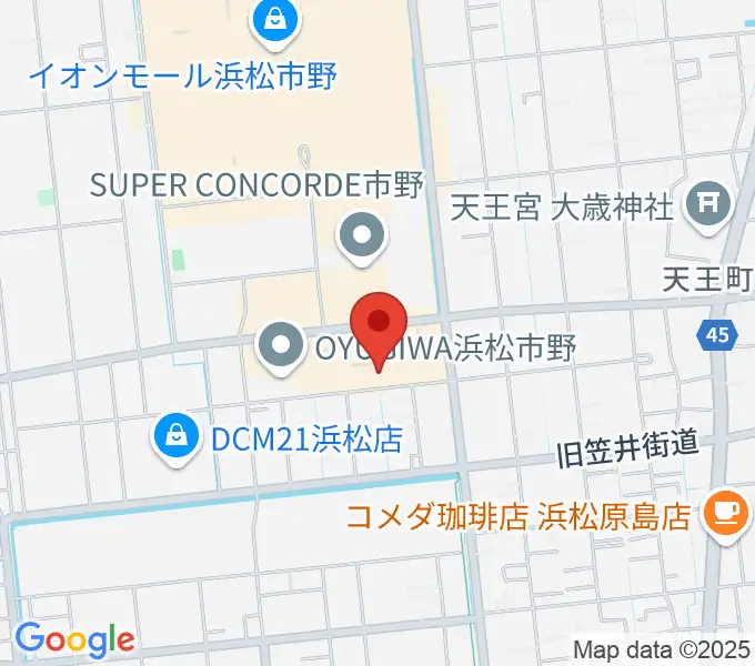 音楽天国 浜松市野店の地図
