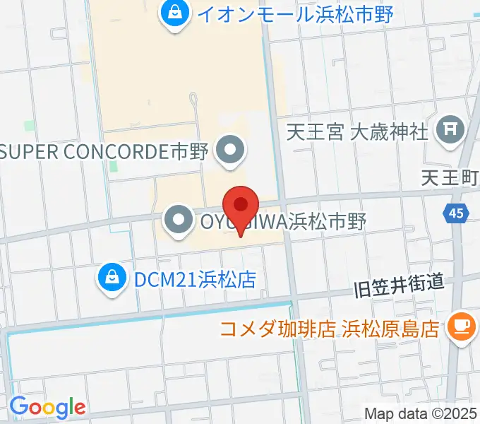 音楽天国 浜松市野店の地図