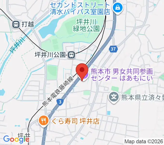 熊本市男女共同参画センターはあもにいの地図