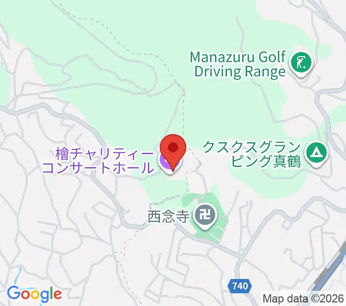 檜チャリティコンサートホールの地図