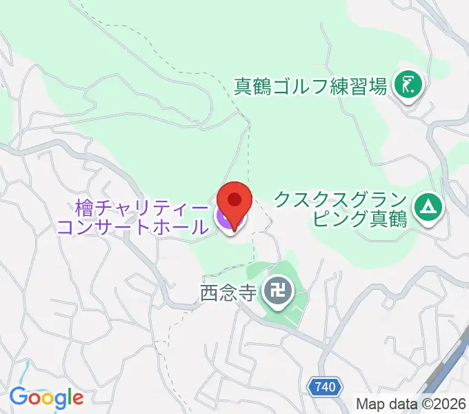 檜チャリティコンサートホールの地図