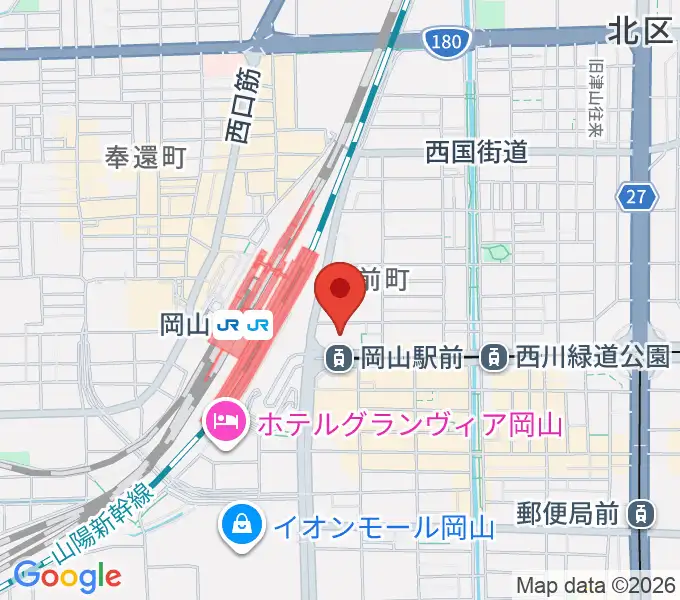 ミュージックアベニュー岡山の地図