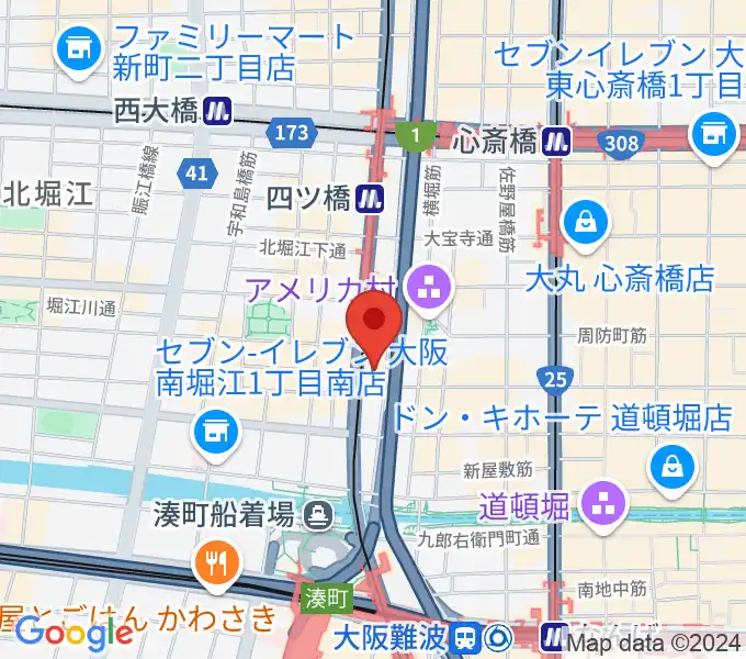 ヤマハミュージック 大阪なんば店の地図