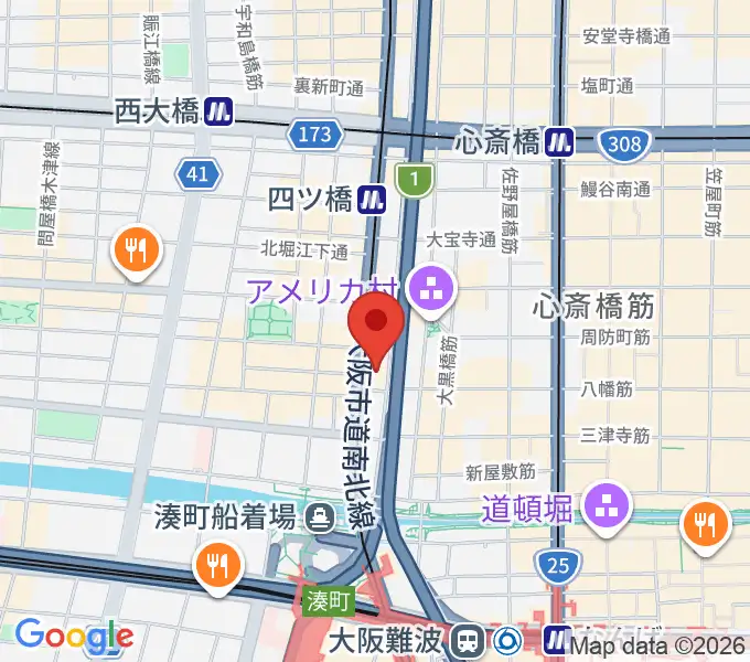 ヤマハミュージック 大阪なんば店の地図
